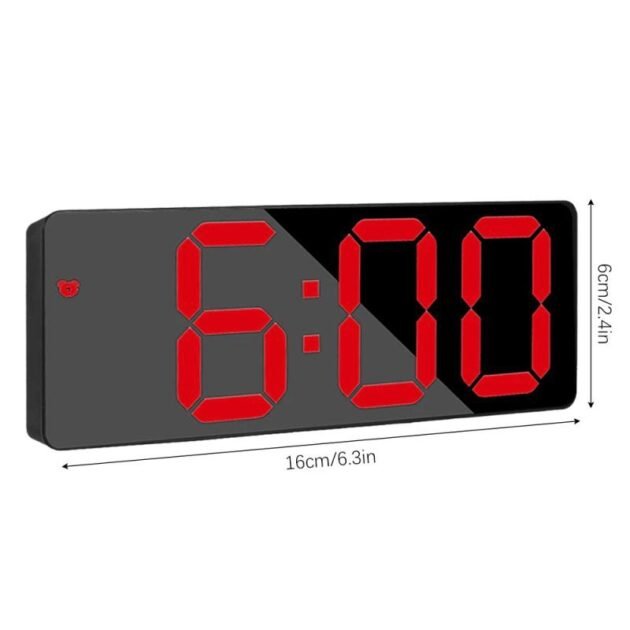 Réveil Miroir Rectangulaire à Affichage LED Numérique