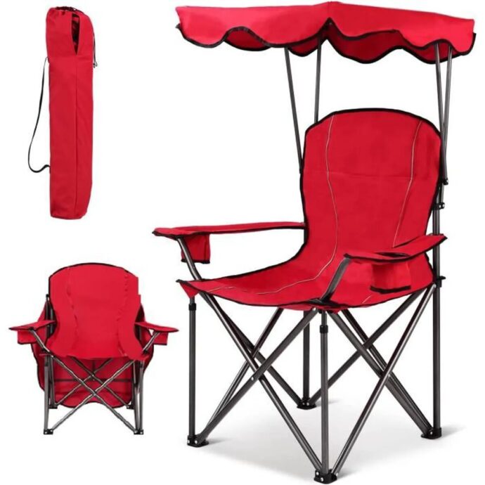 ⁦Chaise Longue Pliable Avec Porte Goblet Et Ombrelle⁩ - الصورة ⁦2⁩