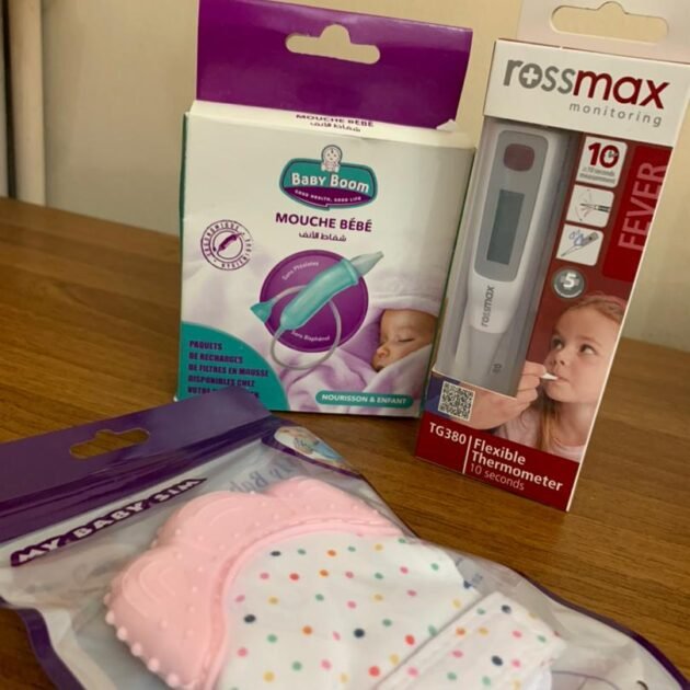 Pack Bébé - Anneau de Dentition en Silicone, Thermomètre, Mouche Bébé