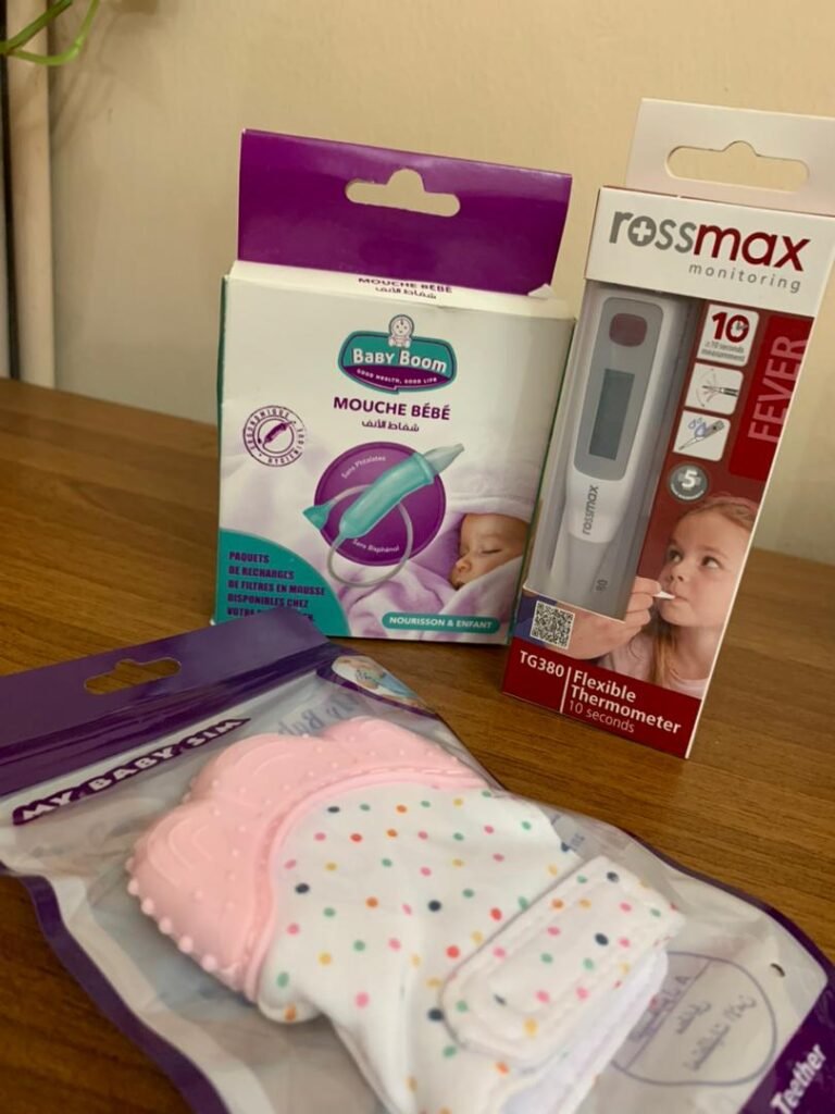 Pack Bébé - Anneau de Dentition en Silicone, Thermomètre, Mouche Bébé