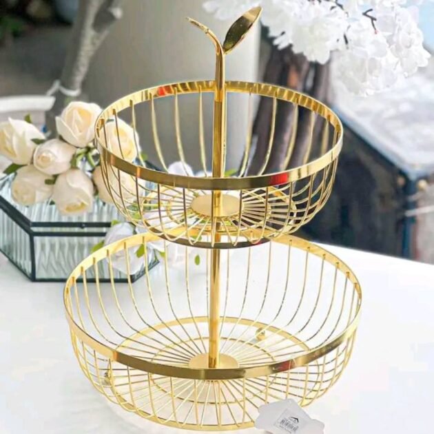 Corbeille à Fruits à Deux Niveaux - Style Moderne & Sophistiqué