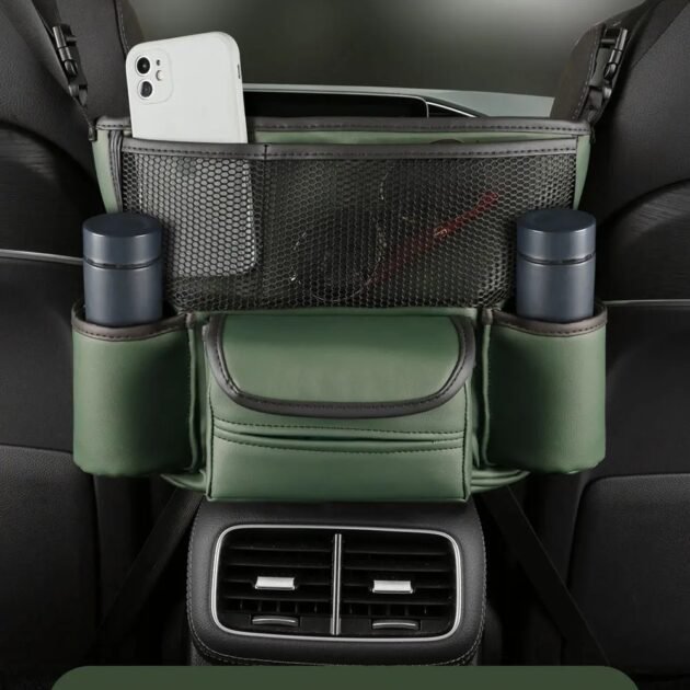 Organiseur Central en Cuir pour Siège Auto - Design Pratique et Élégant