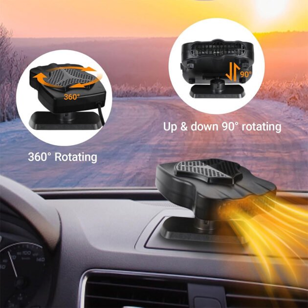 Chauffe de Voiture Rotatif 360° 12V  2 en 1 Chauffage & Ventilation