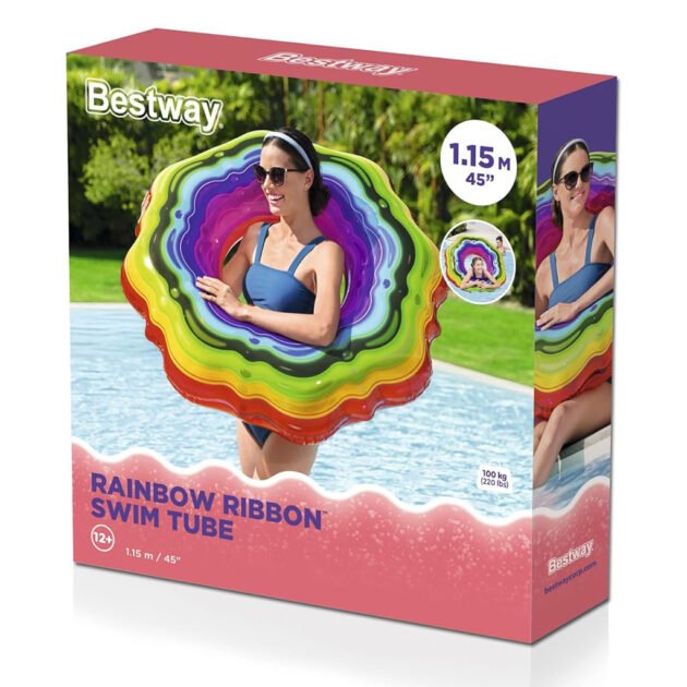 Bouée Gonflable Multicouleurs 115 cm – Flotteur Coloré Pour Piscine et Plage