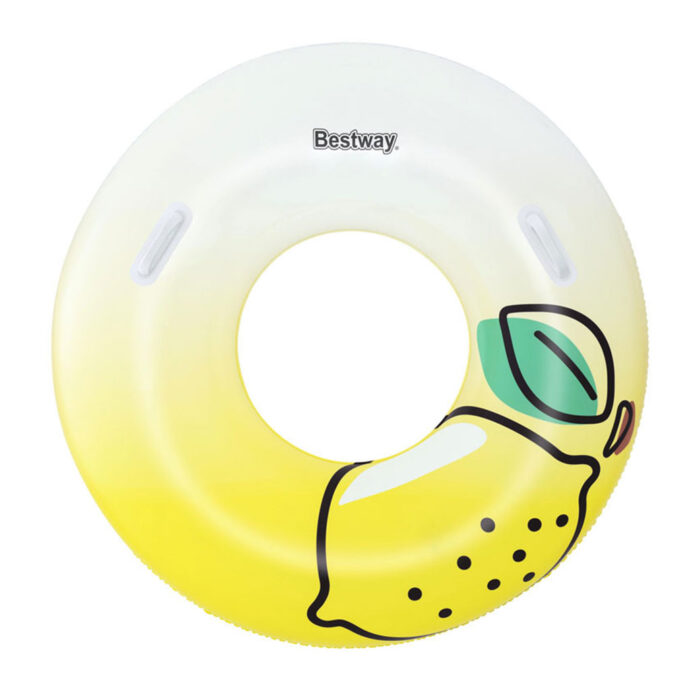 ⁦Bouée Gonflable Citron – Cercle Flottant 114 cm avec Poignées⁩ - الصورة ⁦3⁩