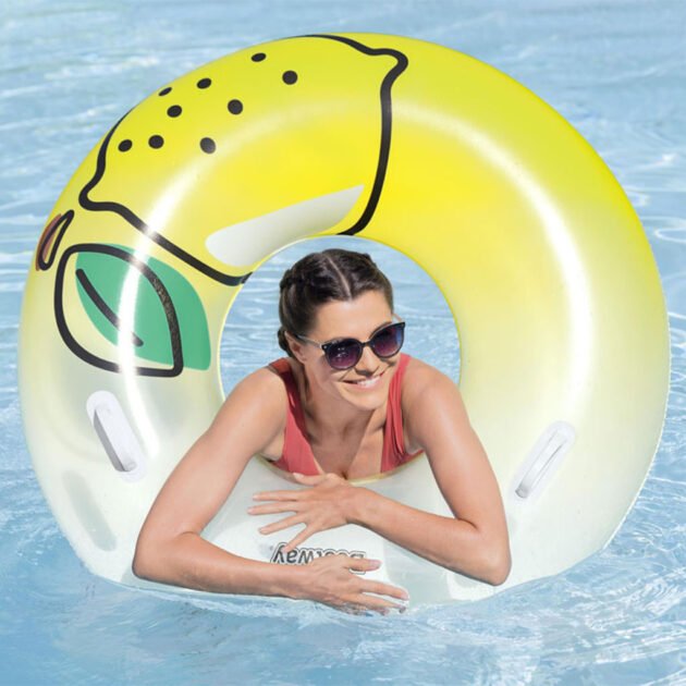 Bouée Gonflable Citron – Cercle Flottant 114 cm avec Poignées