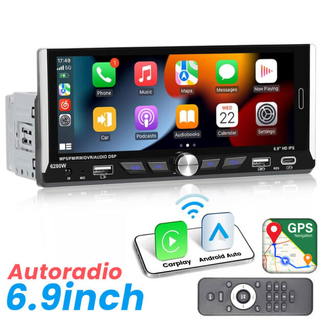 Autoradio Tactile 1DIN CAMECHO  Carplay Wireless
