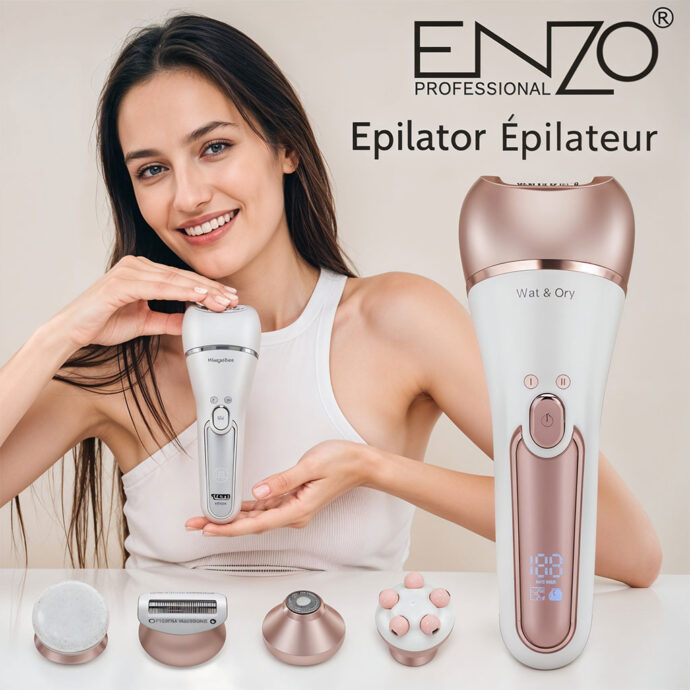 Épilateur sans fil Enzo Wet & Dry avec 10 accessoires