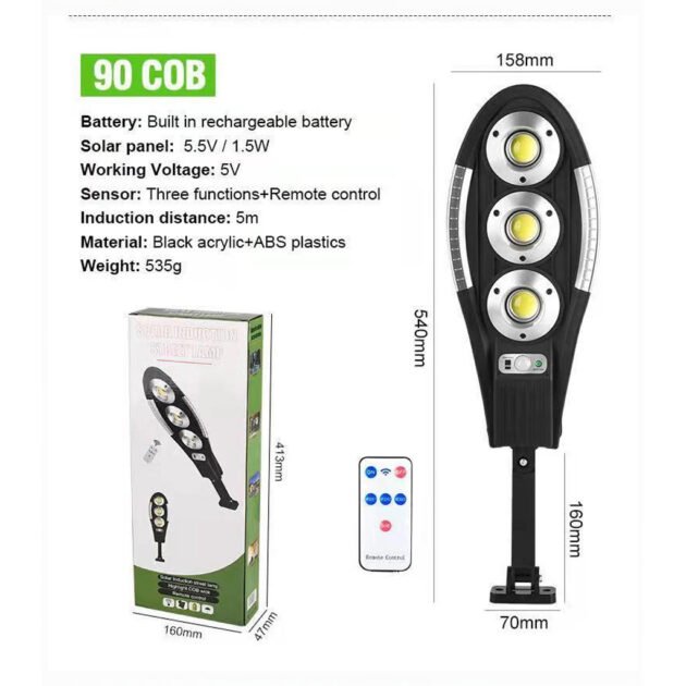 Lampe Solaire Extérieure 3 Modes P67 avec télécommande