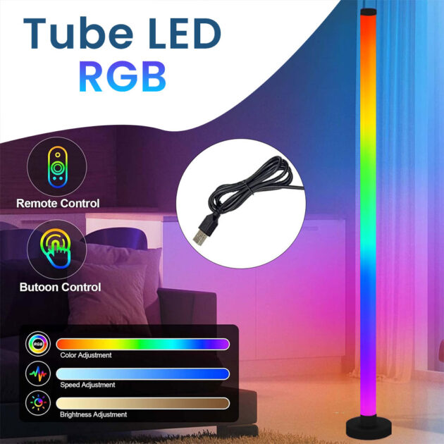 Lampadaire LED d’Angle RGB  à Intensité Variable