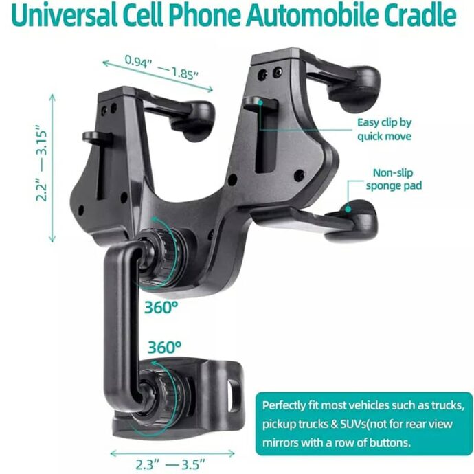 ⁦Support Rétroviseur Téléphone Voiture 360°⁩ - الصورة ⁦3⁩