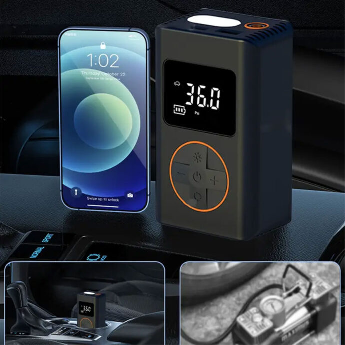⁦Compresseur d’air pour pneus de voiture avec manomètre numérique⁩ - الصورة ⁦3⁩
