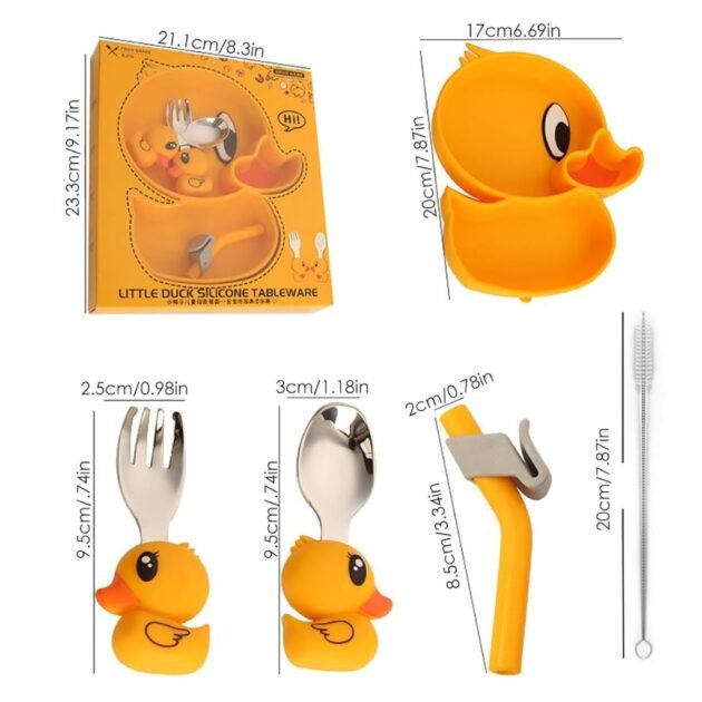 Assiettes pour Tout-Petits avec Ventouse Canard 5pcs