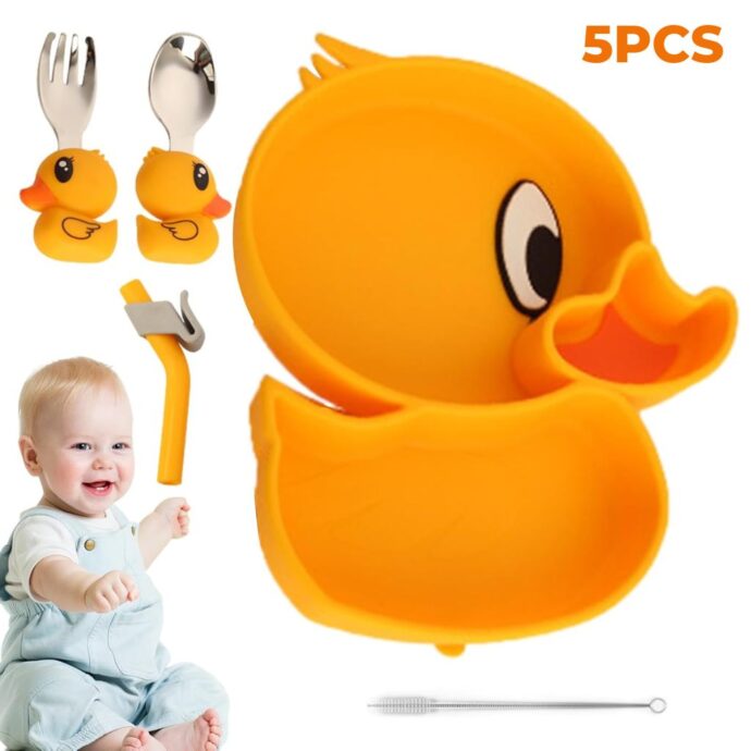 Assiettes pour Tout-Petits avec Ventouse Canard 5pcs