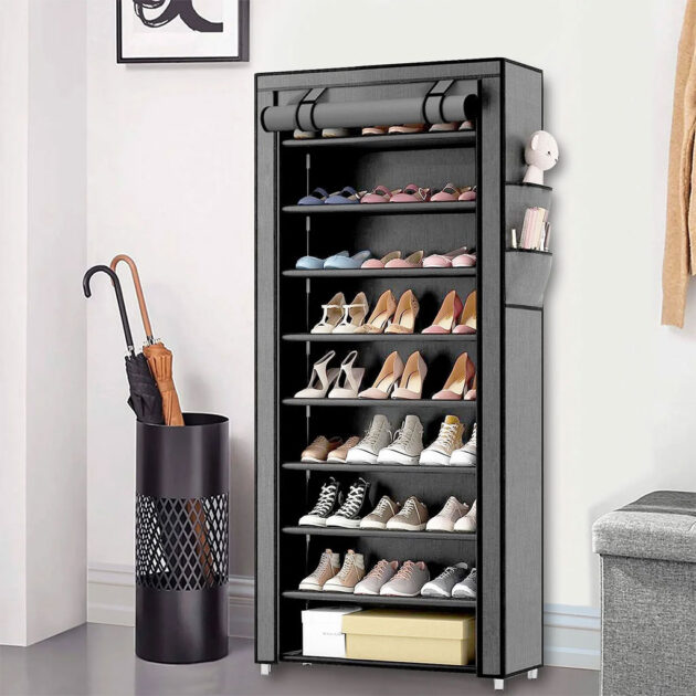 Étagère à Chaussures avec Housse Anti-Poussière