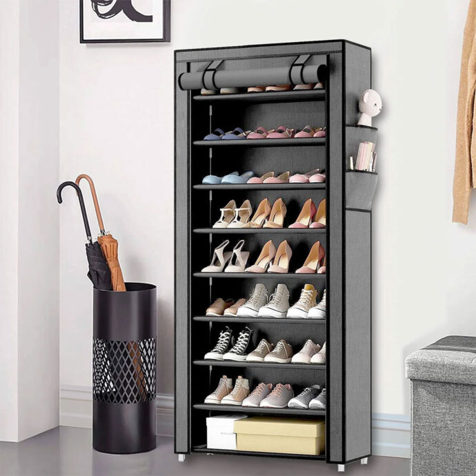 Étagère à Chaussures avec Housse Anti-Poussière
