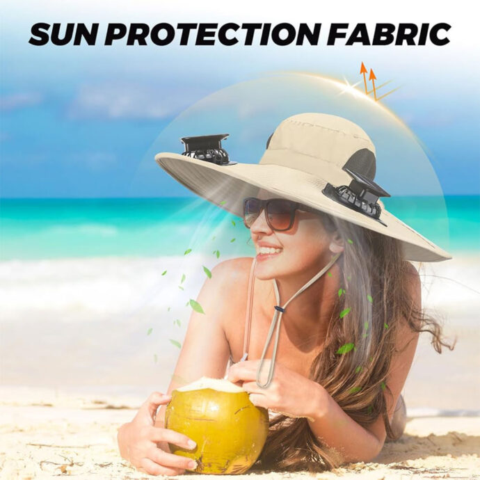 ⁦Chapeau de Soleil avec Ventilateurs – Protection Solaire Intelligente et Fraîcheur Portable⁩ - الصورة ⁦3⁩