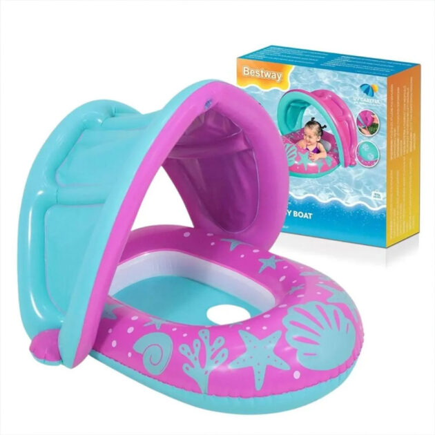 Bouée Gonflable Enfant avec Toit Anti-UV 80x85cm