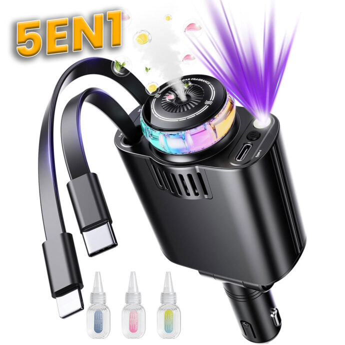 Chargeur de Voiture 5-en-1 Starlight Rétractable