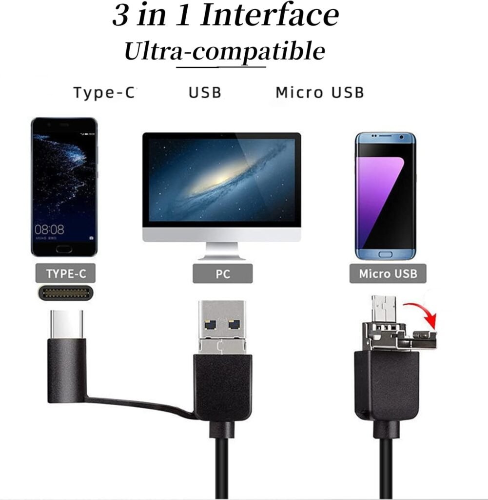 Caméra d’Inspection Endoscope 3-en-1 – Vision Précise dans les Endroits les Plus Difficiles