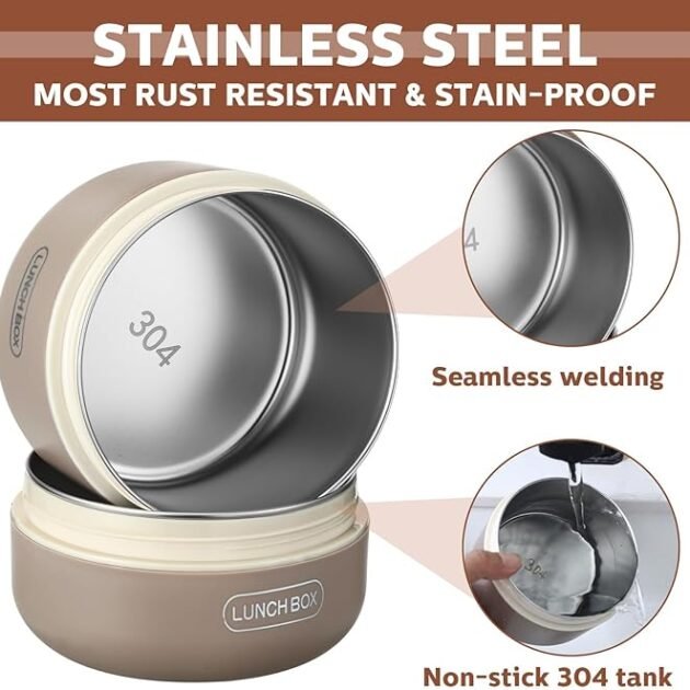 boite a lunch 4 Boîtes Thermiques en Inox  Isolant