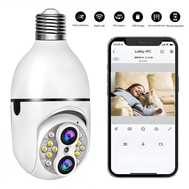 Caméra Ampoule 2K Double Objectif – Zoom Optique 10X & Suivi Intelligent