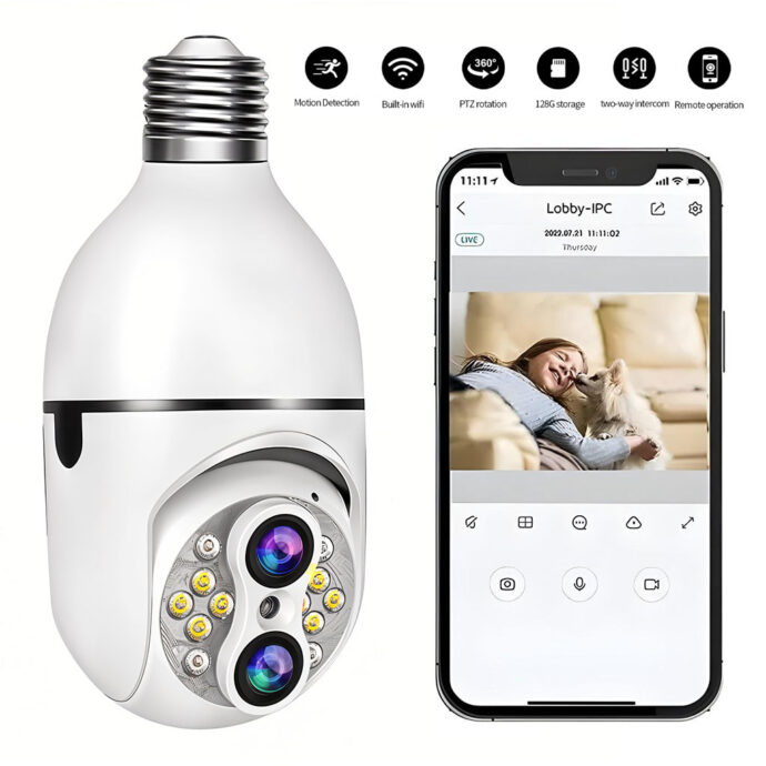 Caméra Ampoule 2K Double Objectif – Zoom Optique 10X & Suivi Intelligent