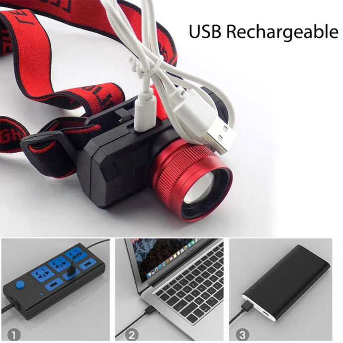 ⁦Lampe Frontale Réglable Ultra Légère 3 Modes⁩ - الصورة ⁦3⁩
