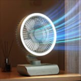 Ventilateur Rechargeable Rotatif avec Lumière LED