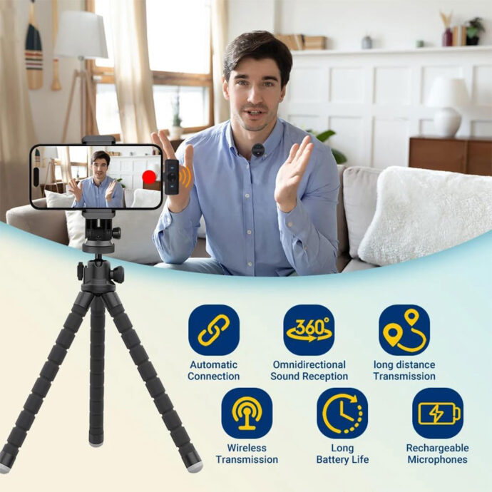 ⁦Microphones à Clipser Sans Fil – Son Clair & Connexion Instantanée⁩ - الصورة ⁦2⁩