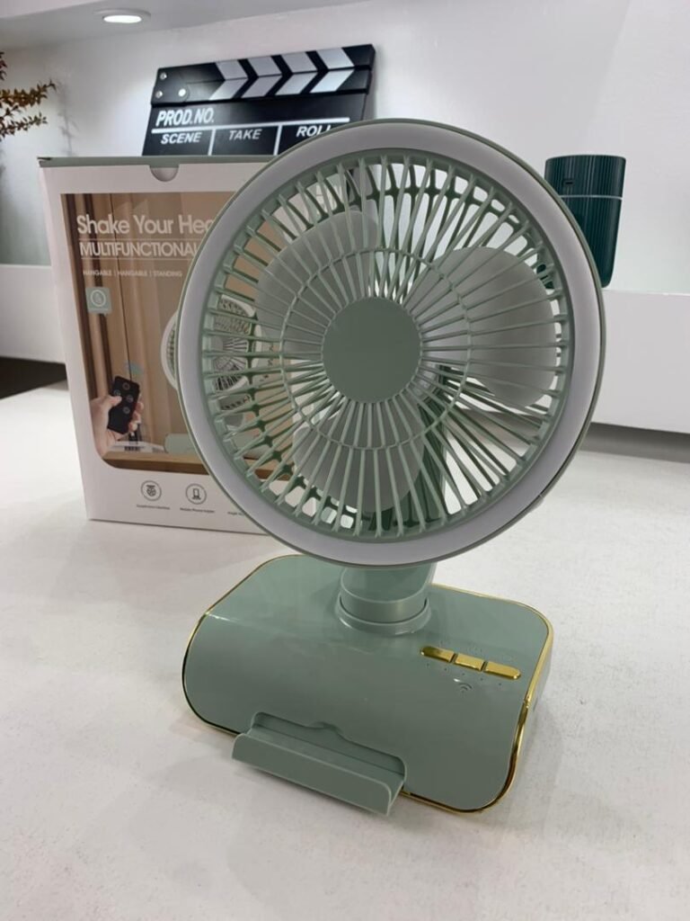 Ventilateur Rechargeable Rotatif avec Lumière LED