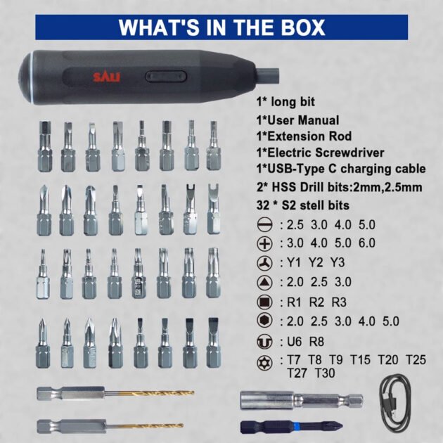 Tournevis Électrique de Précision SALI – Kit Complet Rechargeable et Compact
