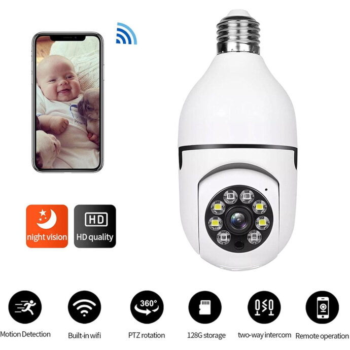 ⁦Caméra de Surveillance Ampoule HD – Vision Nocturne Couleur & Sécurité Intelligente 24/7⁩ - الصورة ⁦3⁩