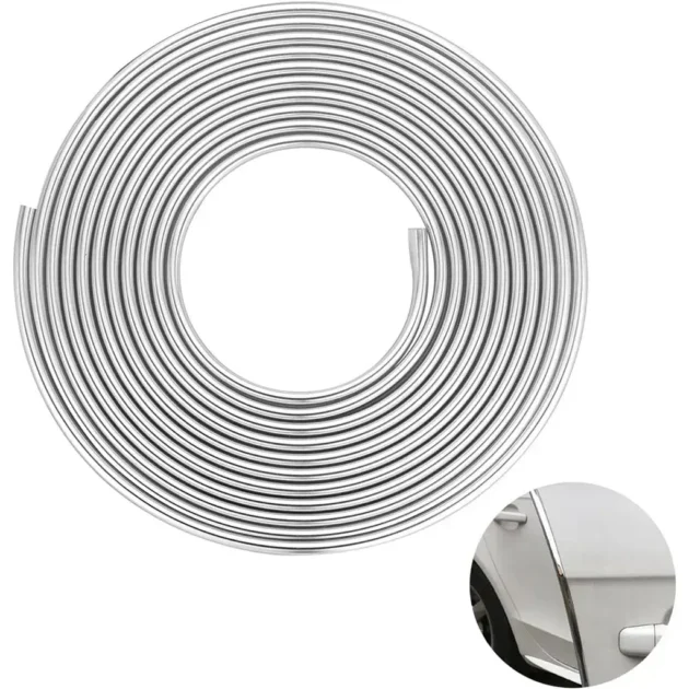 Garniture Chromée Universelle pour Portières – Bande Anti-Choc et Décorative 10M
