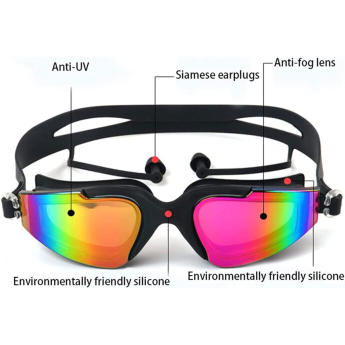⁦Lunettes de Natation Anti-Buée avec Bouchons d’Oreilles – Vision Claire et Confort Total⁩ - الصورة ⁦3⁩