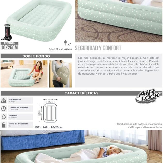 Matelas Pneumatique Enfant avec Cadre Relevé 168x107 cm – Intex
