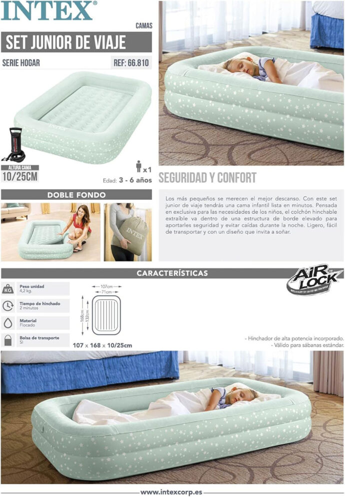 ⁦Matelas Pneumatique Enfant avec Cadre Relevé 168x107 cm – Intex⁩ - الصورة ⁦2⁩