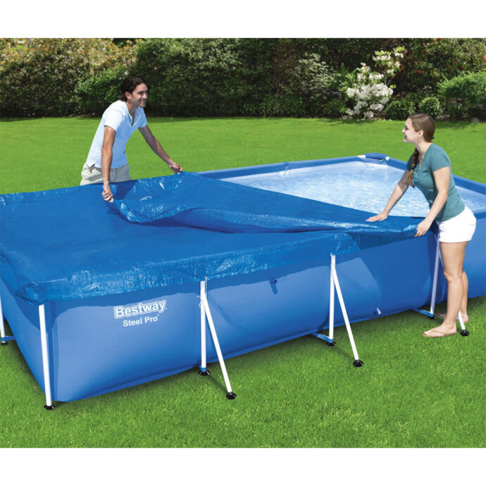⁦Grande bâche de piscine rectangulaire en polyéthylène 400 x 211 cm Bestway 58107⁩ - الصورة ⁦3⁩