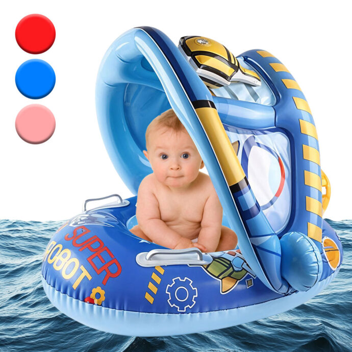 ⁦Bouée de natation gonflable pour bébé avec toit⁩ - الصورة ⁦2⁩
