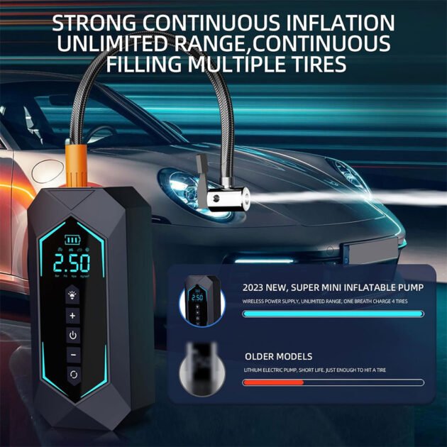 Gonfleur de pneu électrique portable 150 PSI USB 80W