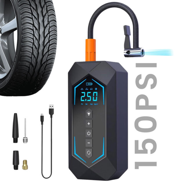 Gonfleur de pneu électrique portable 150 PSI USB 80W