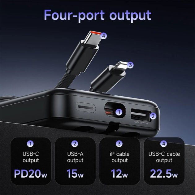 Power Bank 10 000 mAh – Charge Rapide & Écran LED