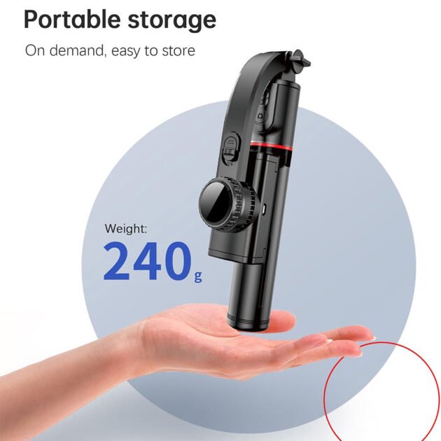 Perche Selfie 3en1 avec Stabilisateur et Télécommande Bluetooth