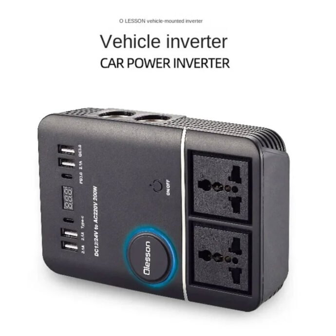 ⁦Onduleur de voiture USB Type-C Olesson 1661 220V/200W⁩ - الصورة ⁦3⁩