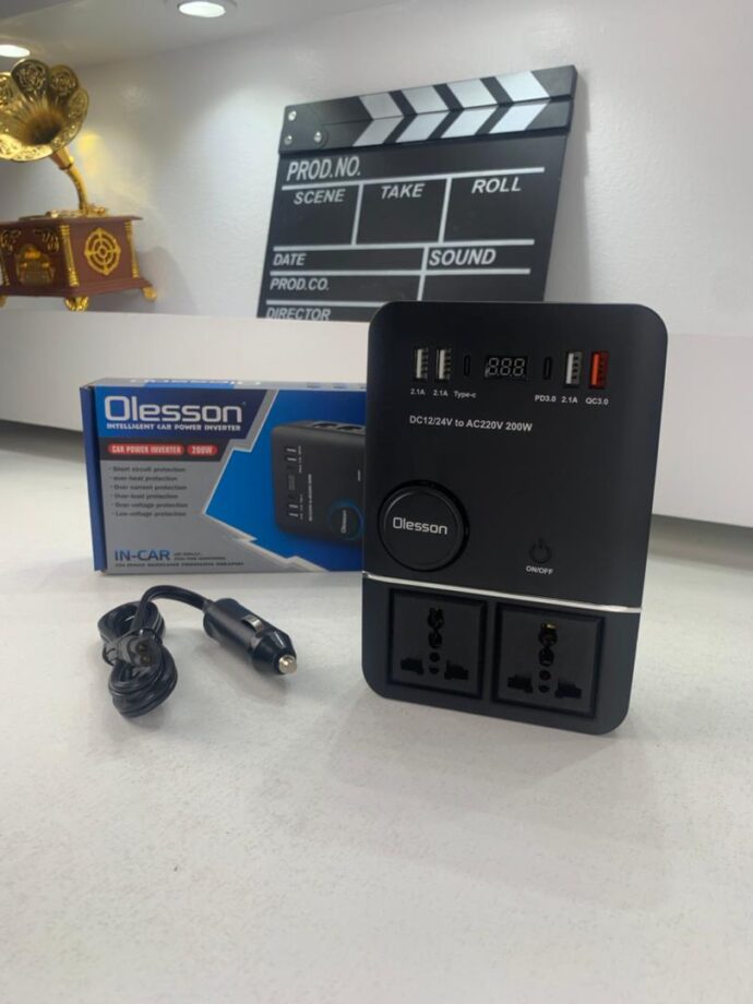 ⁦Onduleur de voiture USB Type-C Olesson 1661 220V/200W⁩ - الصورة ⁦6⁩
