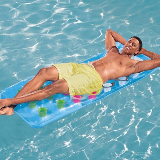 Matelas Gonflable Bleu avec Fenêtre 188x71cm – INTEX