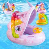 Bouée de natation gonflable pour bébé avec toit et klaxon