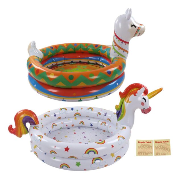 Pack 2 Piscines Gonflables – Licorne & Lama Mignons