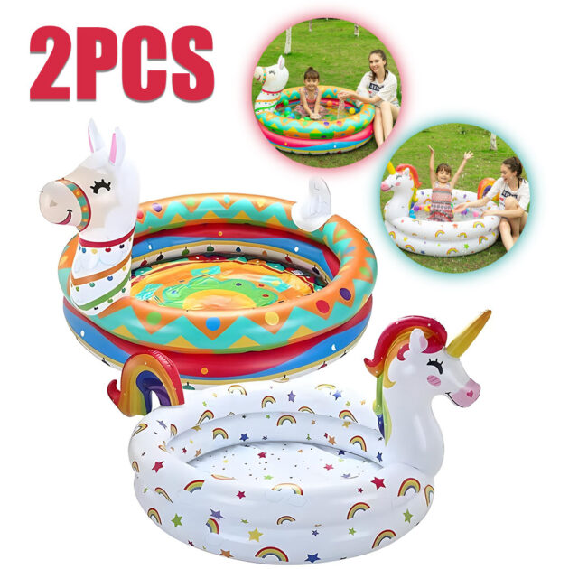 Pack 2 Piscines Gonflables – Licorne & Lama Mignons