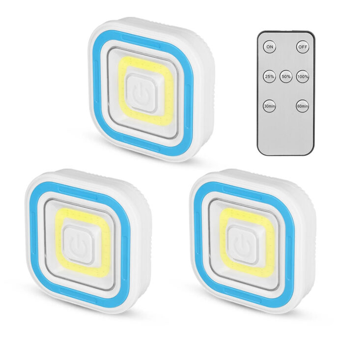 ⁦Pack de 3 Lumières LED COB avec Télécommande – 150 Lumens, Installation Facile⁩ - الصورة ⁦5⁩